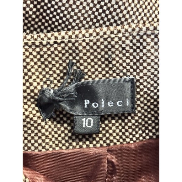 Poleci Women’s Brown Check Asymmetrical Hem Skirt Size 10 Made in USA - Picture 3 of 5